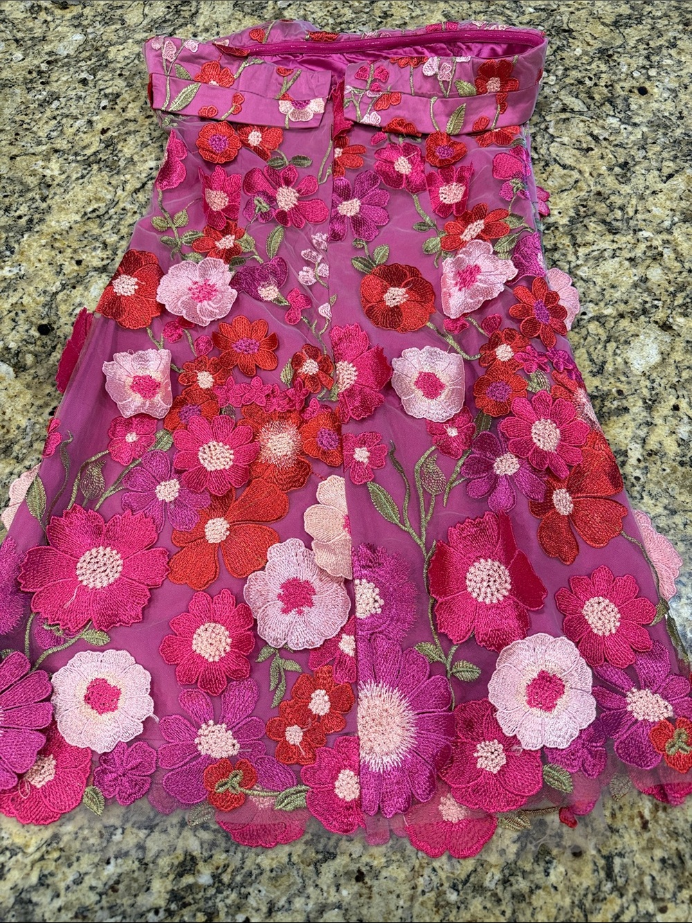 Petal & Pup Strapless Floral Appliqué Dress in Magenta and Pink - Picture 2 of 4